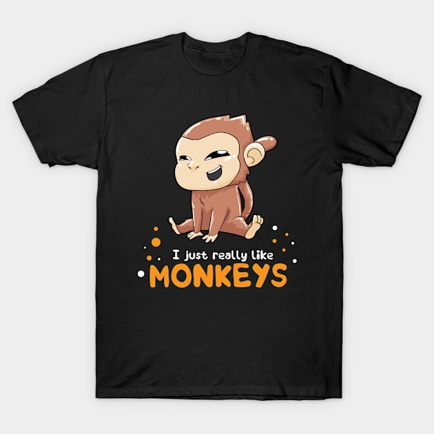 Monkey Kawaii Monkey Lover T-Shirt by CreativeGiftShop